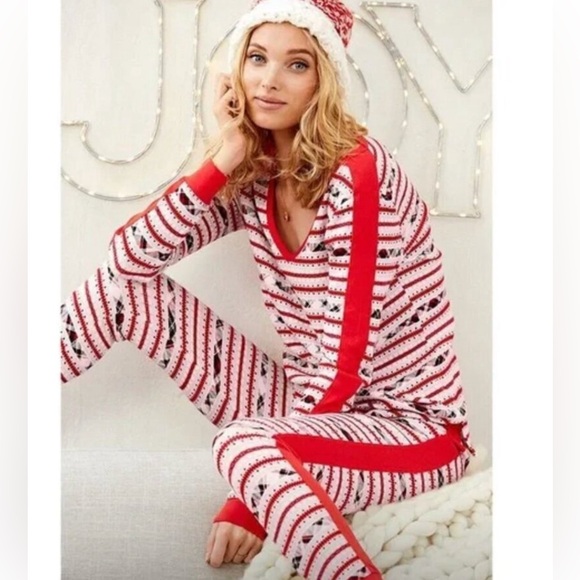 Victoria’s Secret Fireside Thermal Pajama Set 💗 Red & White - Picture 3 of 16